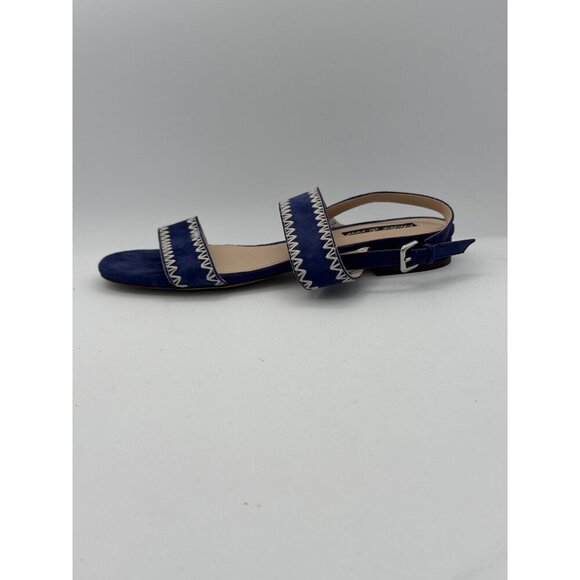 Violet & Red Blue Suede Zig-Zag Strap Sandals For Women - Picture 7 of 8